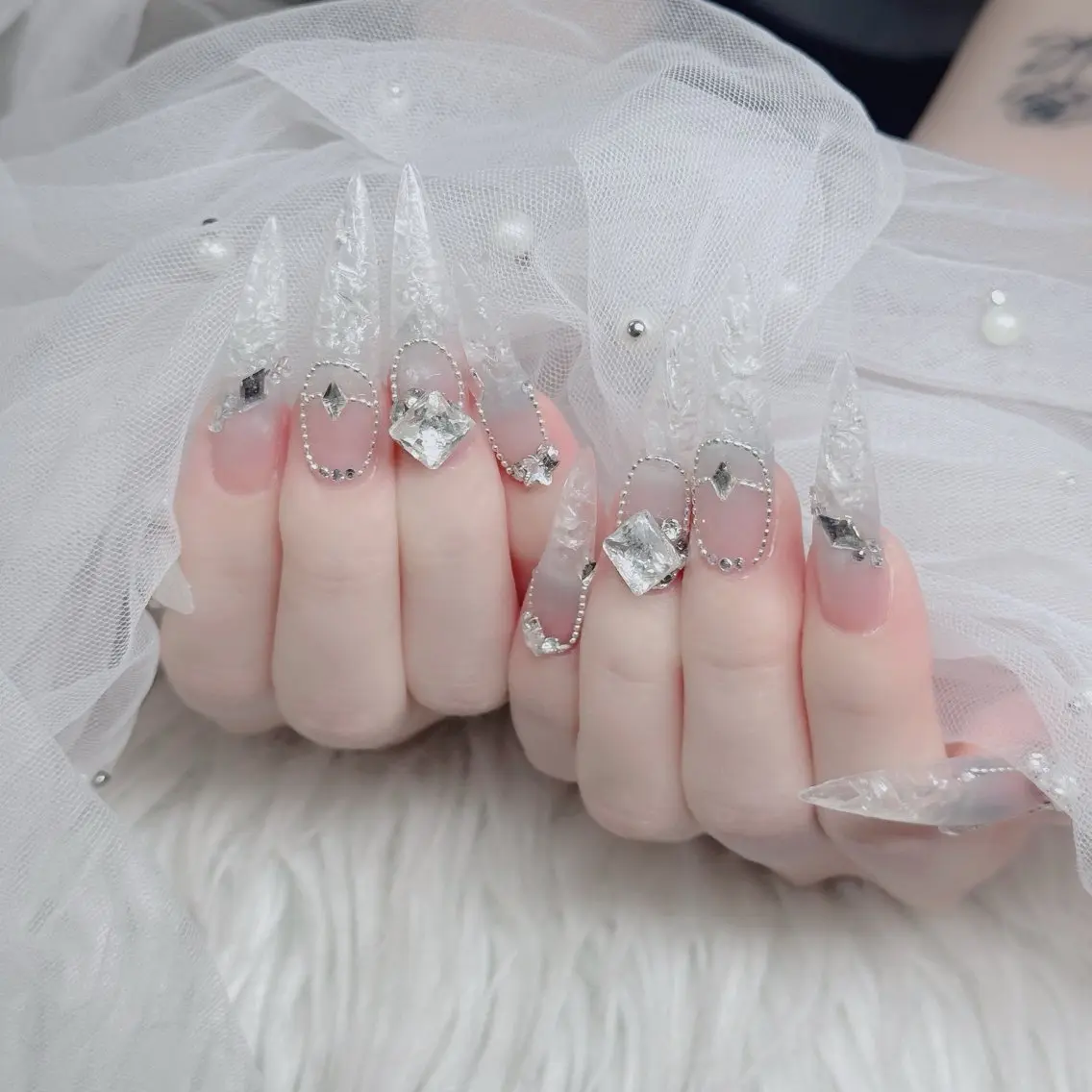 ネイル フットネイル フレンチネイル グラデーション 韓国ネイル ロングネイル ハンドネイル Hani Nail Salonのネイルデザイン