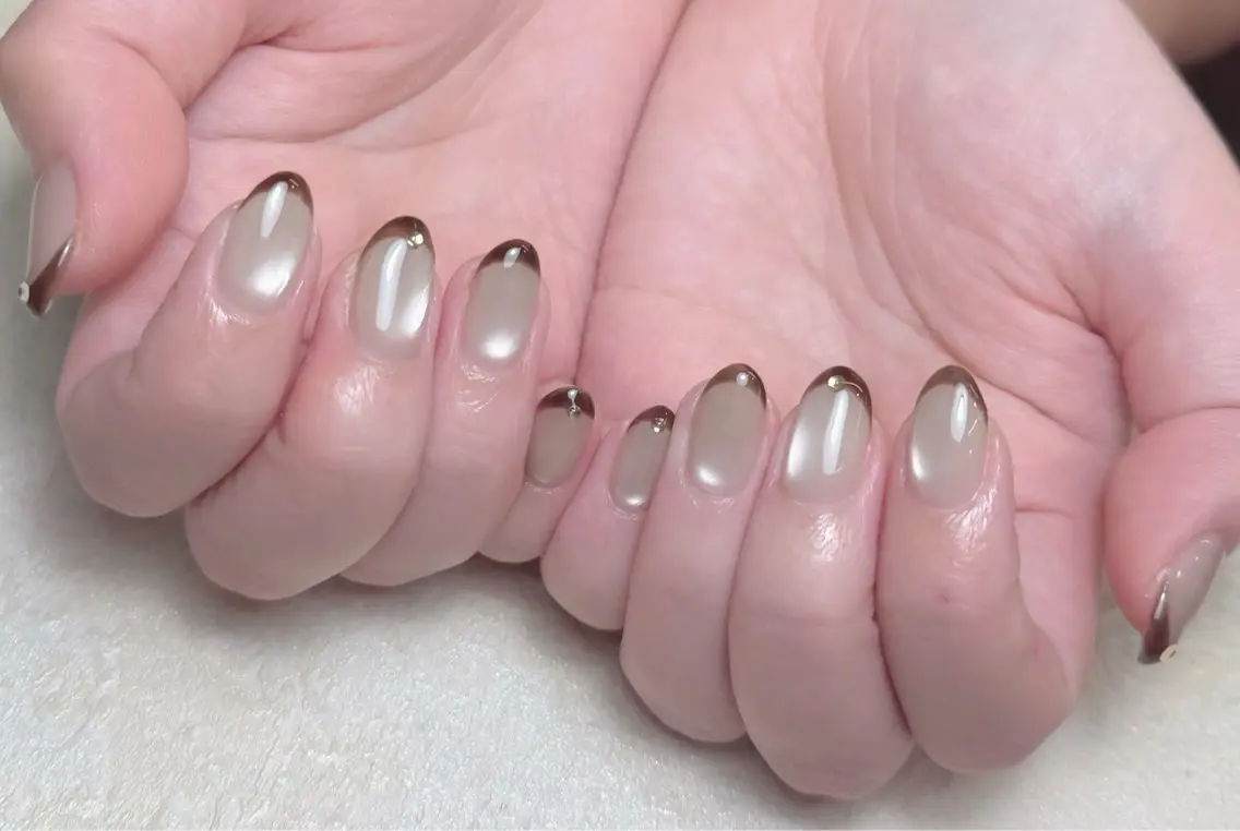 ネイル アートネイル 長さ出し フレンチネイル ジェルネイル ガーリー ハンドネイル 中野駅から2分 MEO NAILのネイルデザイン