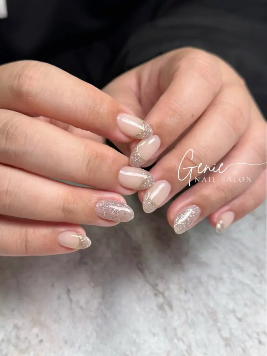 ネイル フラッシュネイル フレンチネイル ハンドネイル Nail salon Genieのネイルデザイン