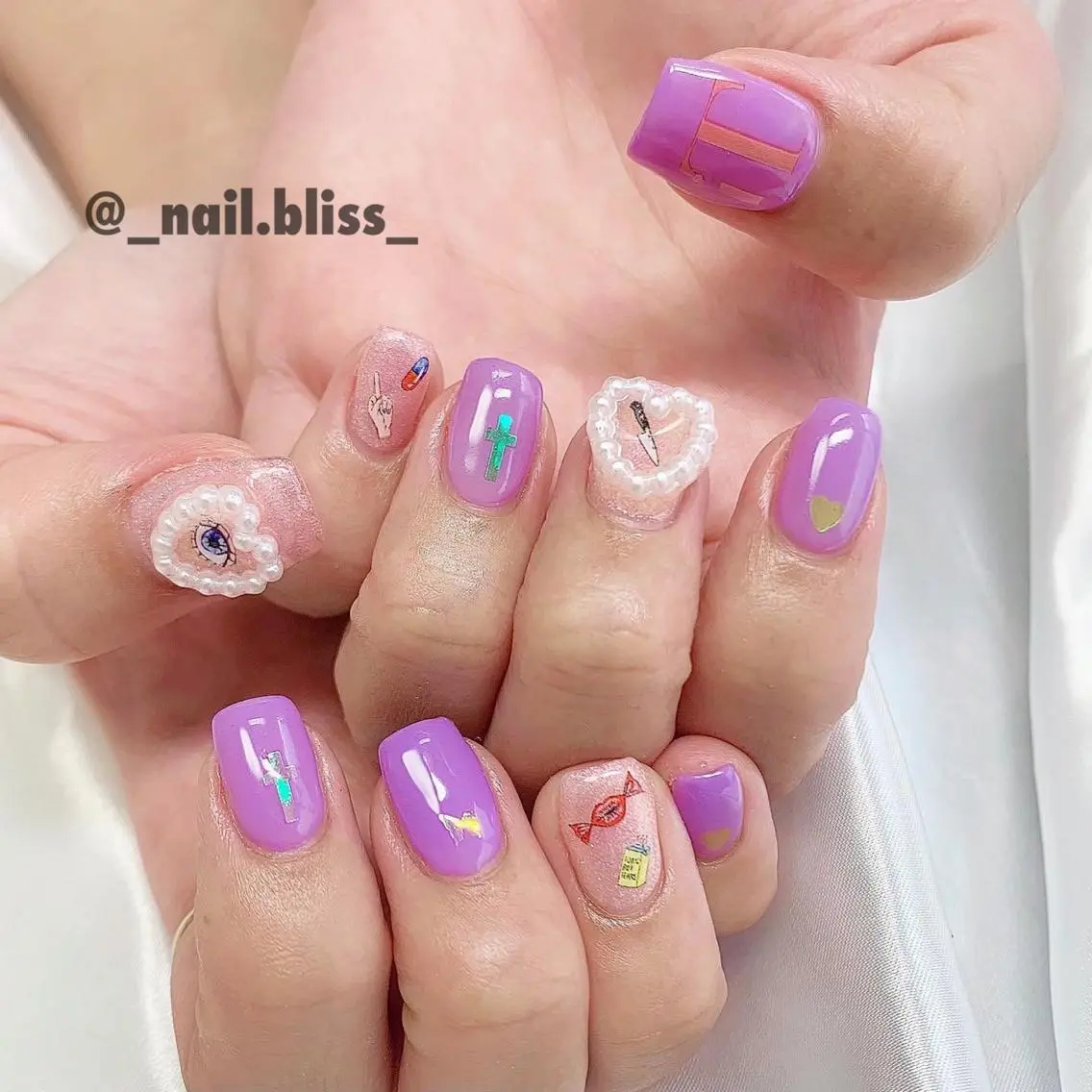 ネイル ピンク パープル ハンドネイル NAIL BLISSのネイルデザイン