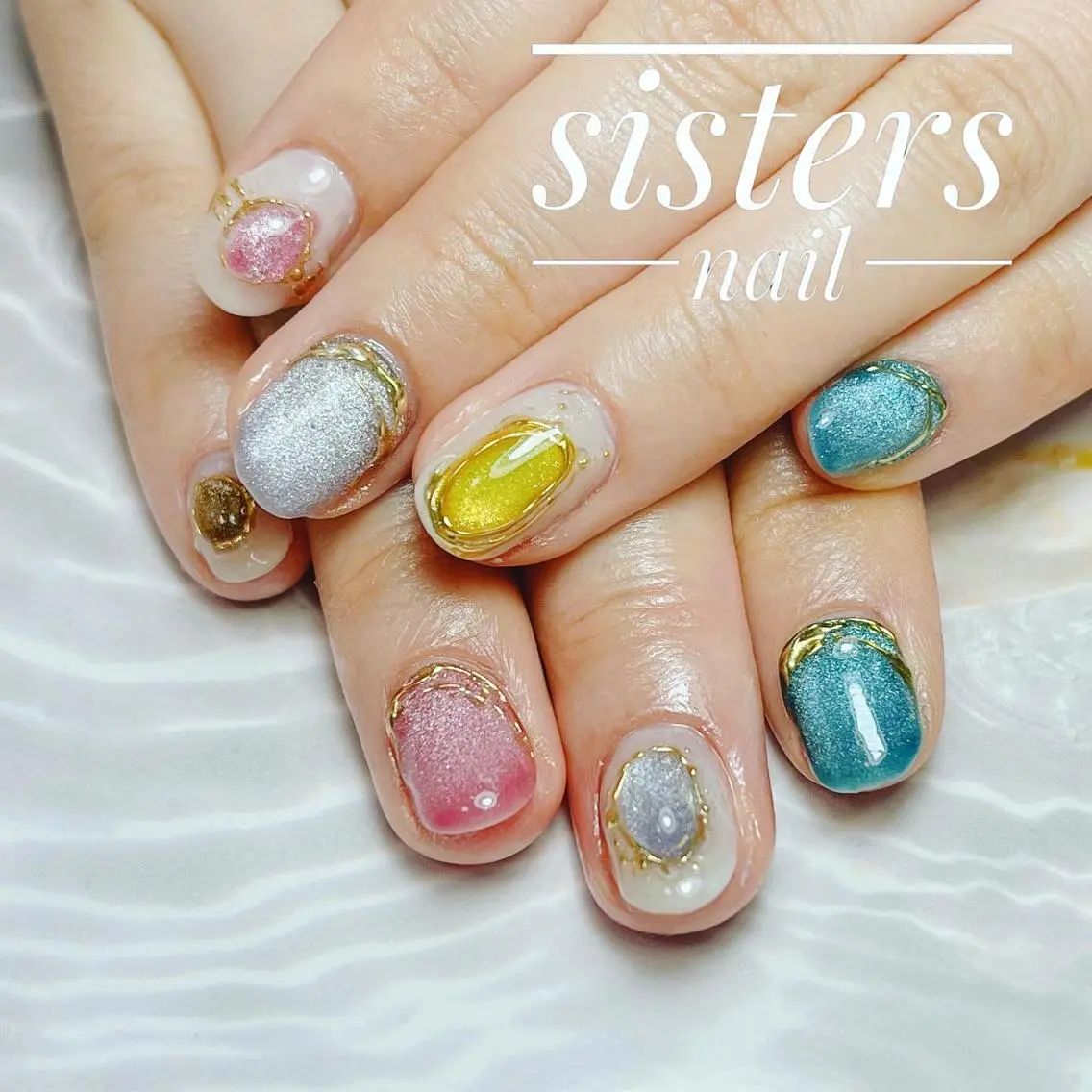 ネイル アートネイル マグネットネイル 夏ネイル sisters nail.fのネイルデザイン