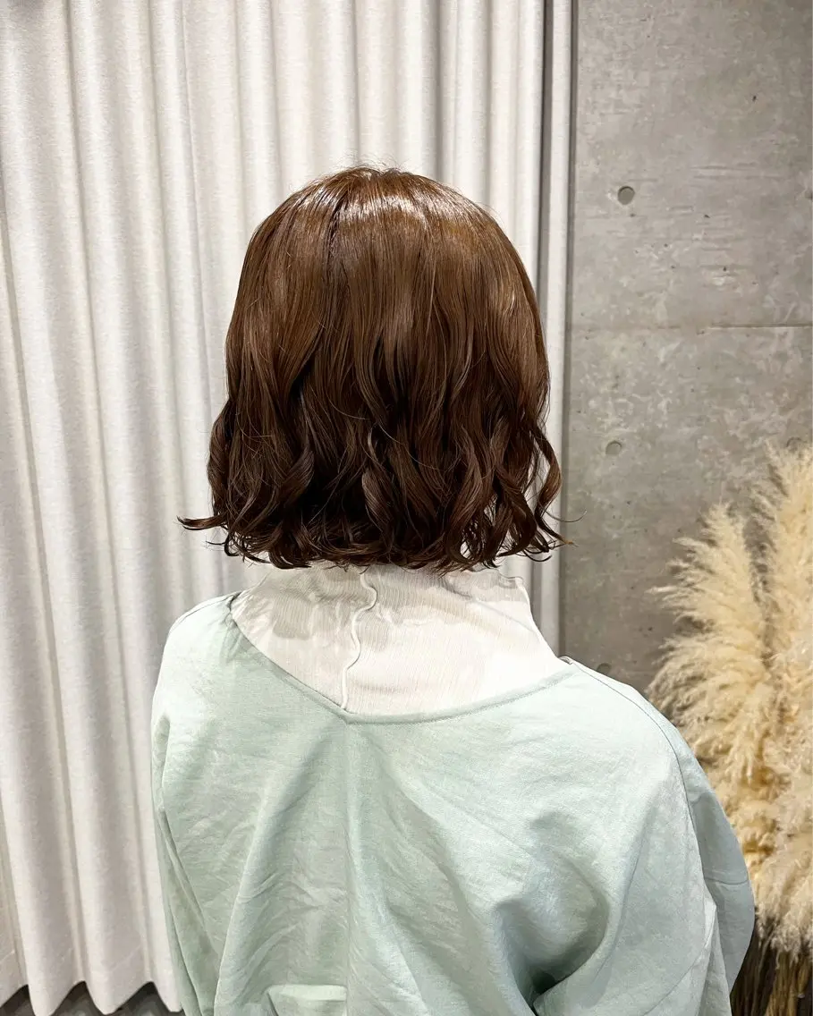 ミディアム カラー パーマ カット パーマ 表参道🌿赤み消し カラー/チナツのヘアスタイル