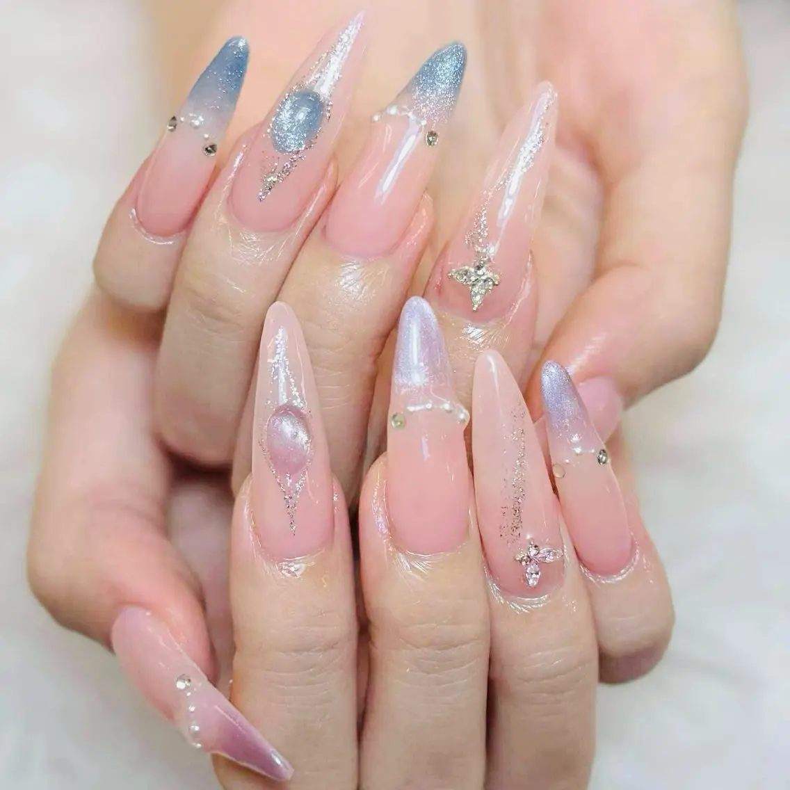 ネイル チークネイル 長さ出し フラッシュネイル フレンチネイル グラデーション AN NAIL SALONのネイルデザイン