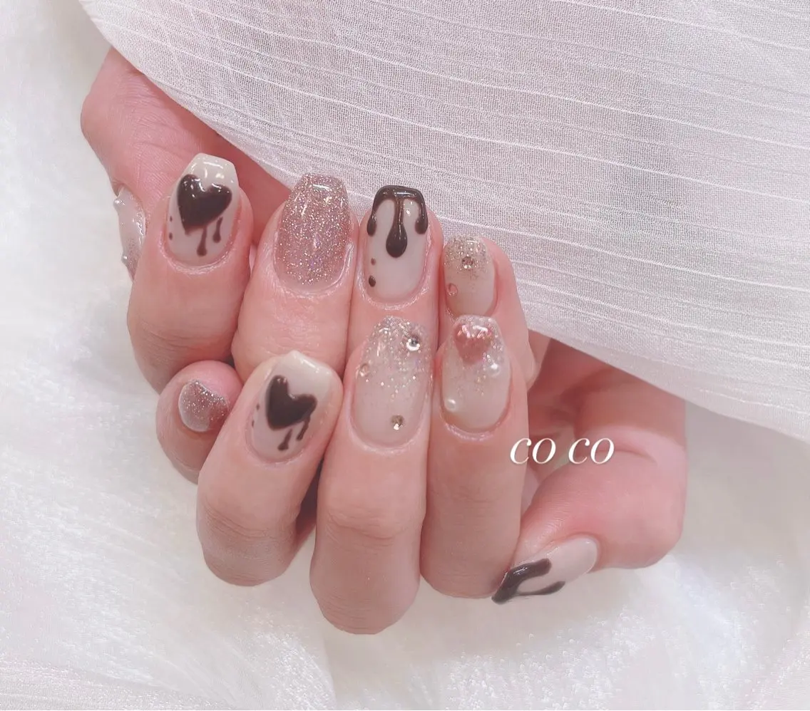 ネイル バレンタイン COCO ネイルのネイルデザイン
