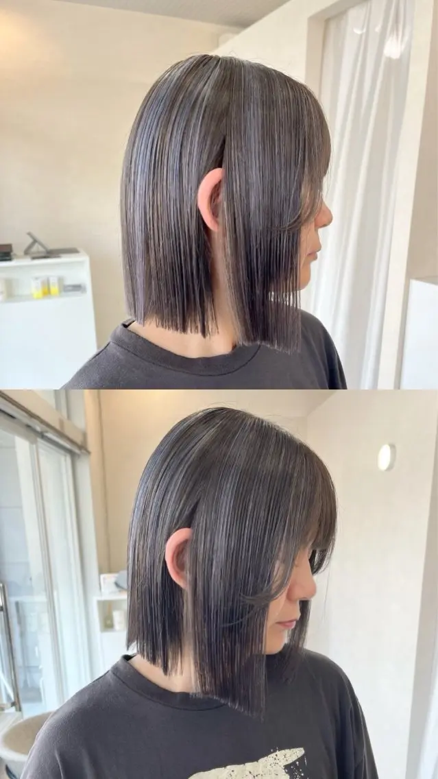 ミディアム カラー カット ヘアカラー 長山 茉白のヘアスタイル