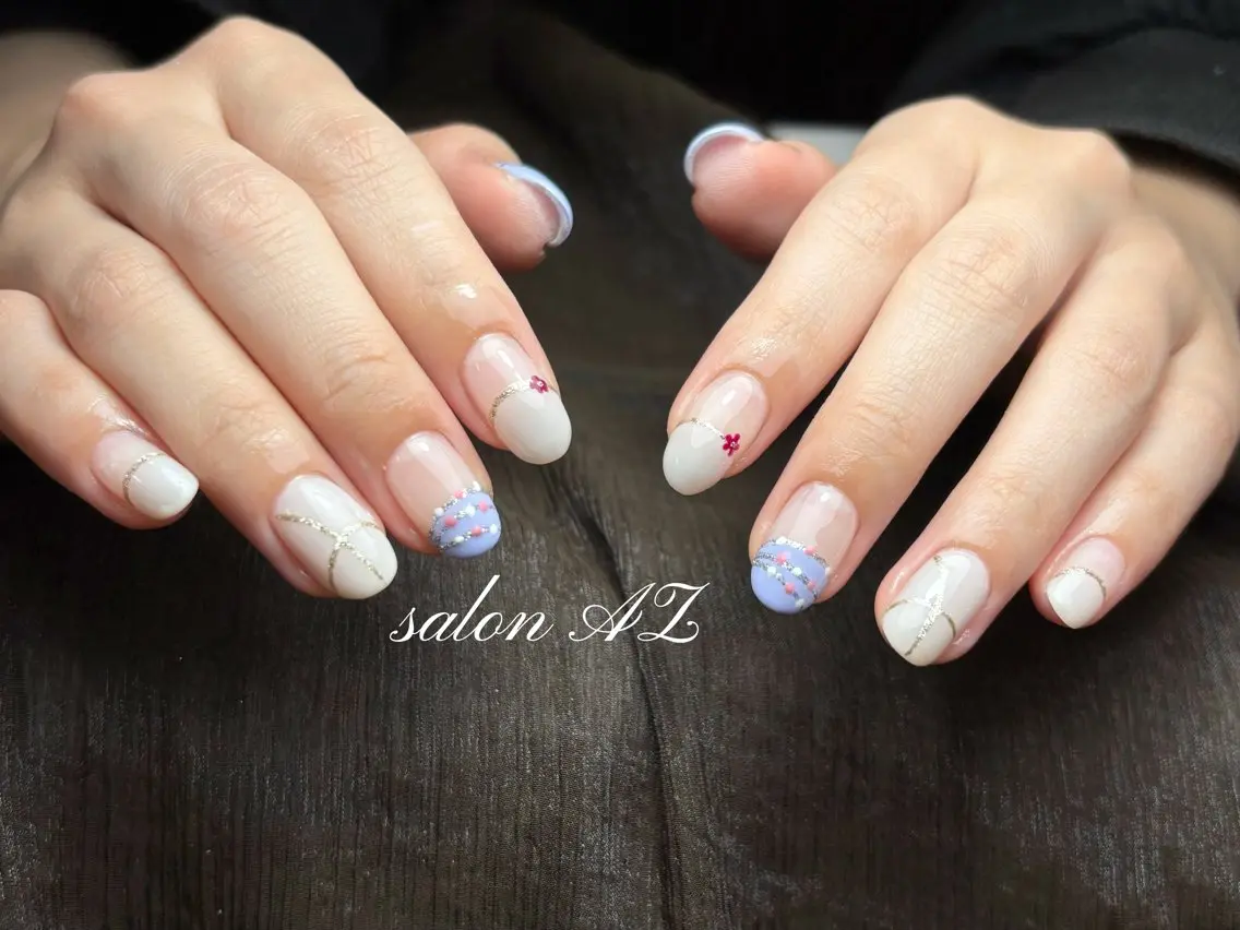 ネイル 長さ出し フットネイル フレンチネイル マグネットネイル ニュアンスネイル ハンドネイル salon AZのネイルデザイン