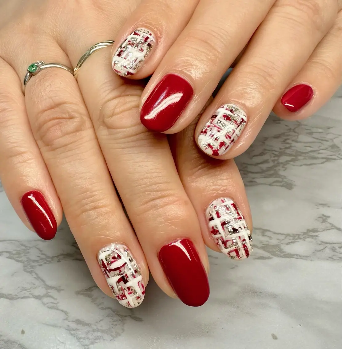 ネイル アートネイル ボルドー ツイードネイル ハンドネイル Mai’s nailのネイルデザイン