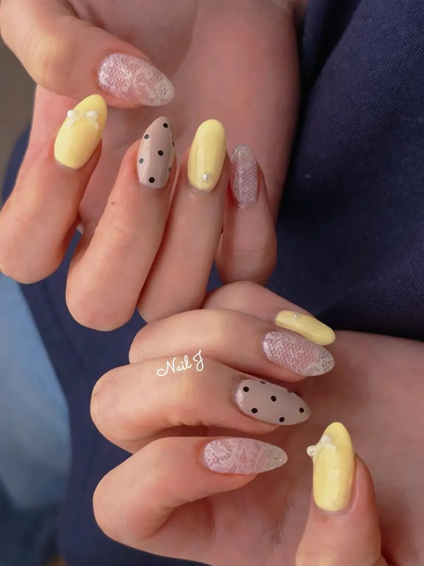 ネイル 韓国ネイル レース 夏ネイル ハンドネイル Nail Jのネイルデザイン