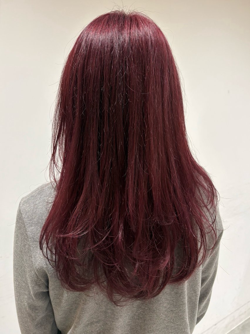 カラー レッドカラー ヘアカラー 齋藤 そらのヘアスタイル