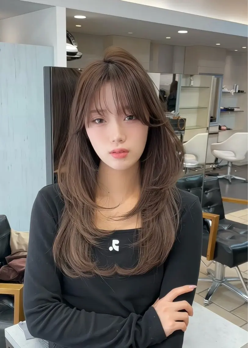 ロング カット ヘアカラー トリートメント 韓国ヘア🤍🇰🇷 ‪🫶🏻吉満のヘアスタイル
