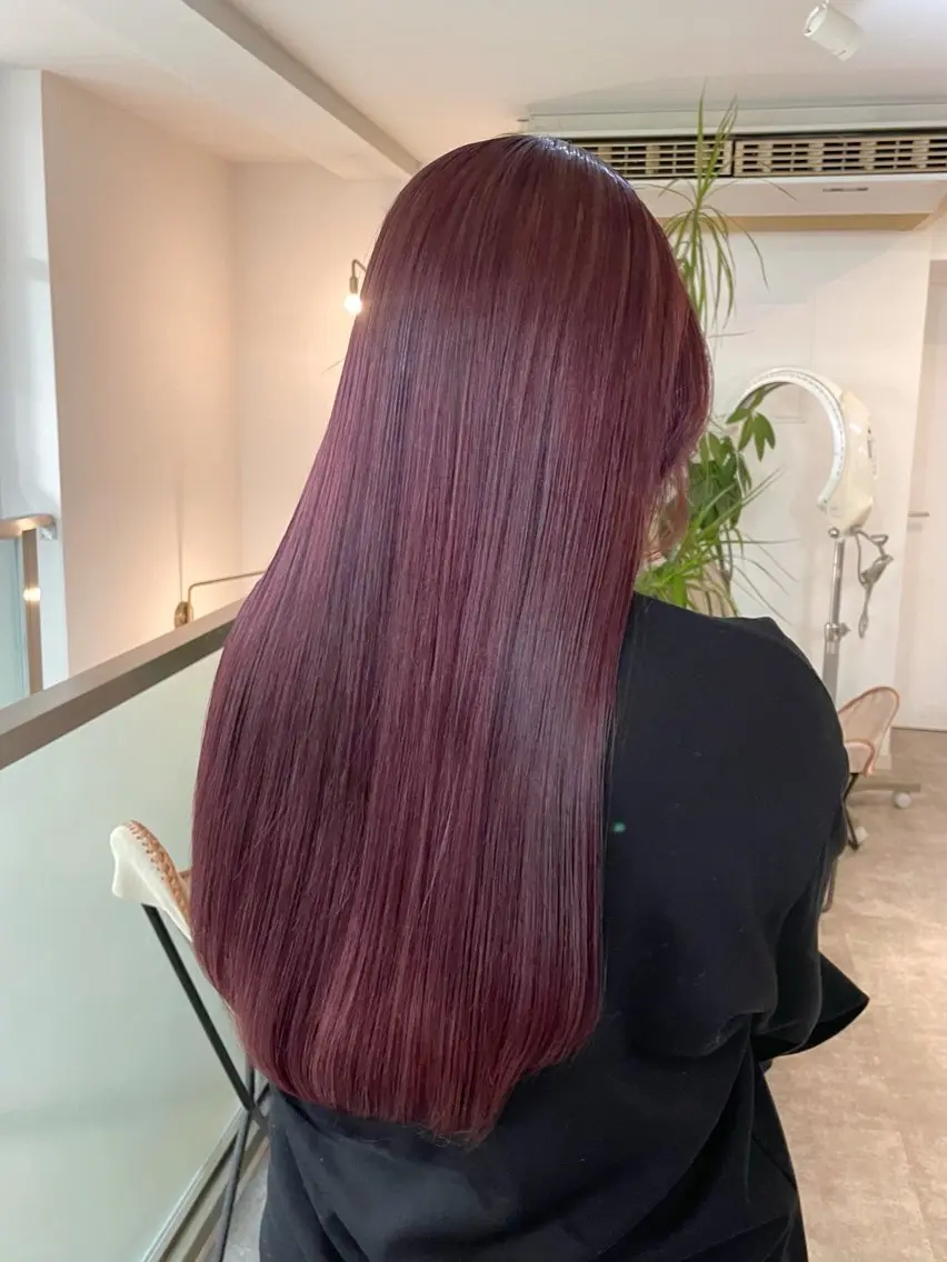 ロング カラー ボルドーカラー カット ヘアカラー トリートメント 新宿/ダブルカラー/ 透明感カラー/彩乃のヘアスタイル