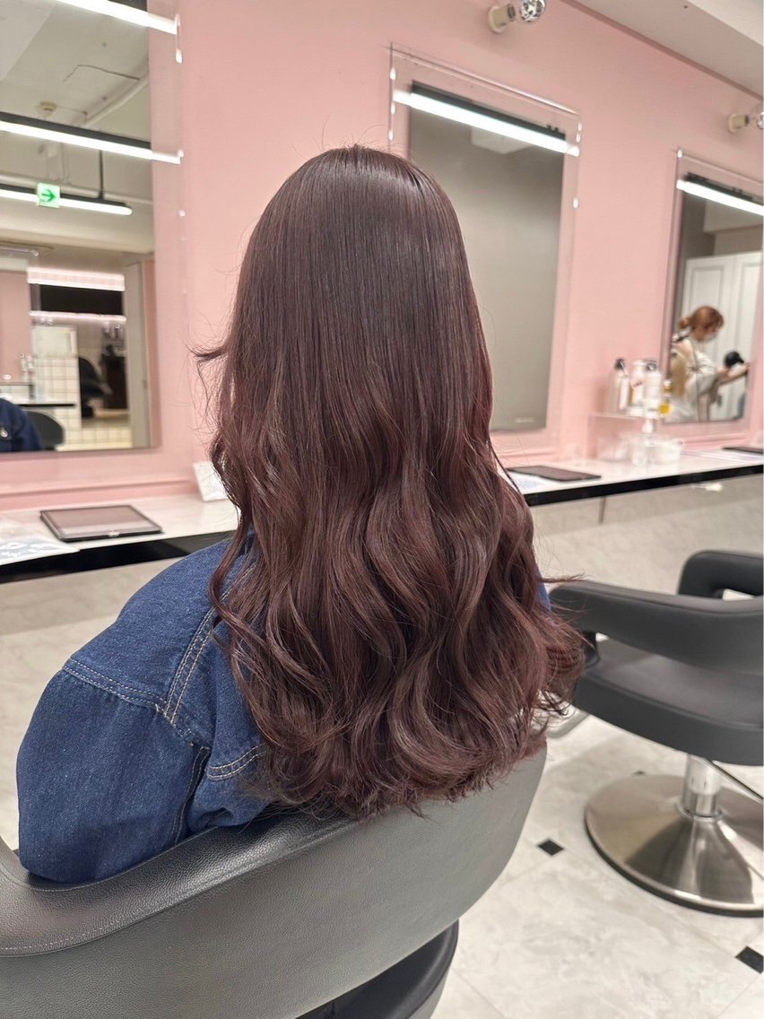 ロング カラー ベージュカラー ブリーチ 透明感カラー ダブルカラー ピンクカラー ヘアカラー ダブルカラー💎縮毛 ピンク💎ベージュのヘアスタイル