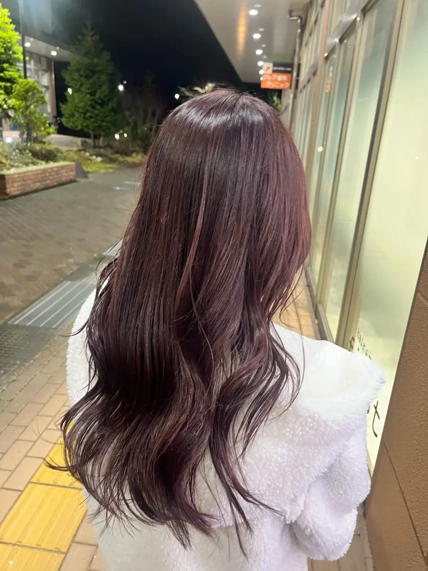 ロング カラー ブラウンカラー レッドカラー カット ヘアカラー 加藤 奈菜のヘアスタイル