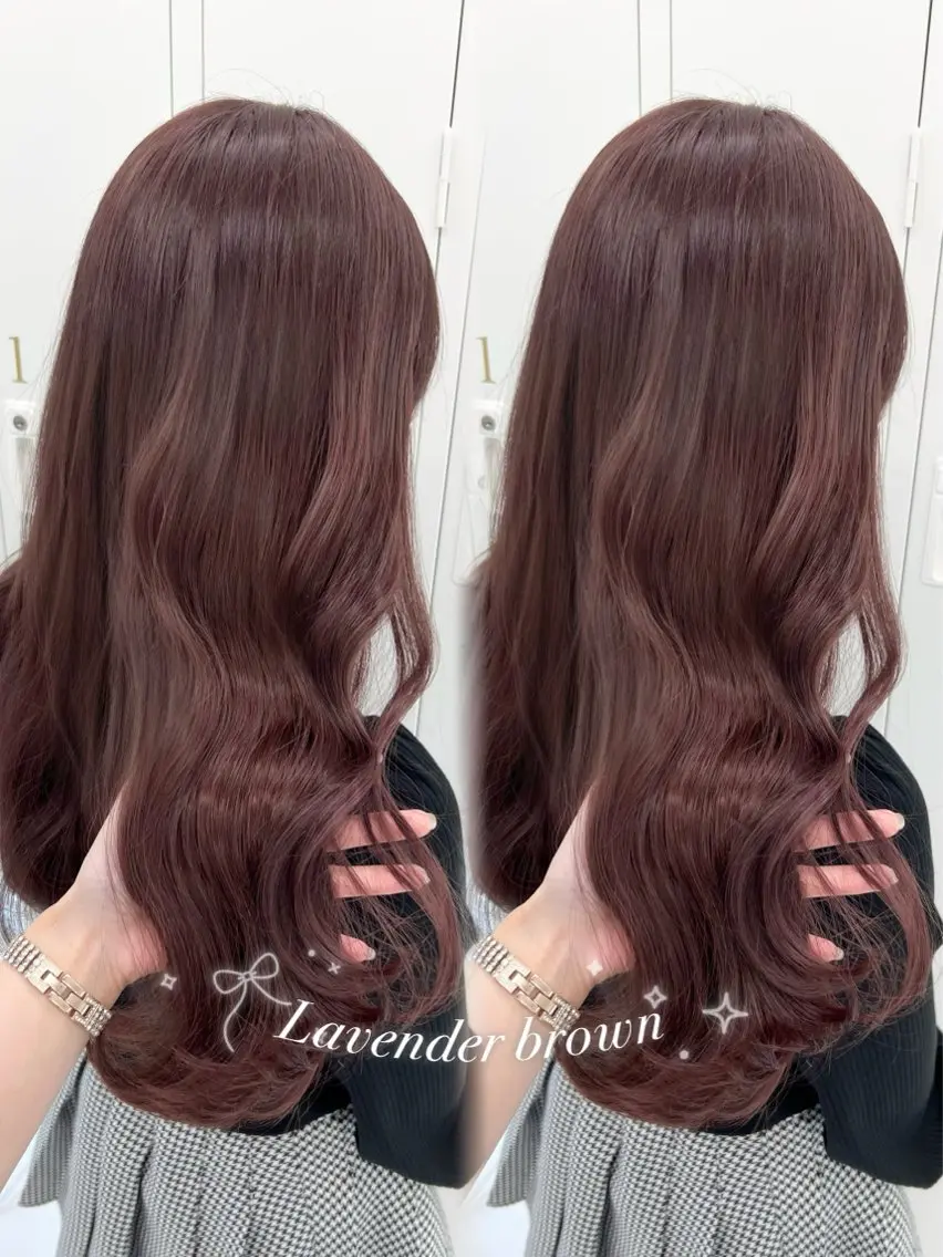 ロング カラー ブリーチ ブラウンカラー ダブルカラー ラベンダーカラー ブリーチなしカラー カット ヘアカラー トリートメント 盛れる顔まわり🤍 渋谷/Risa🎀のヘアスタイル