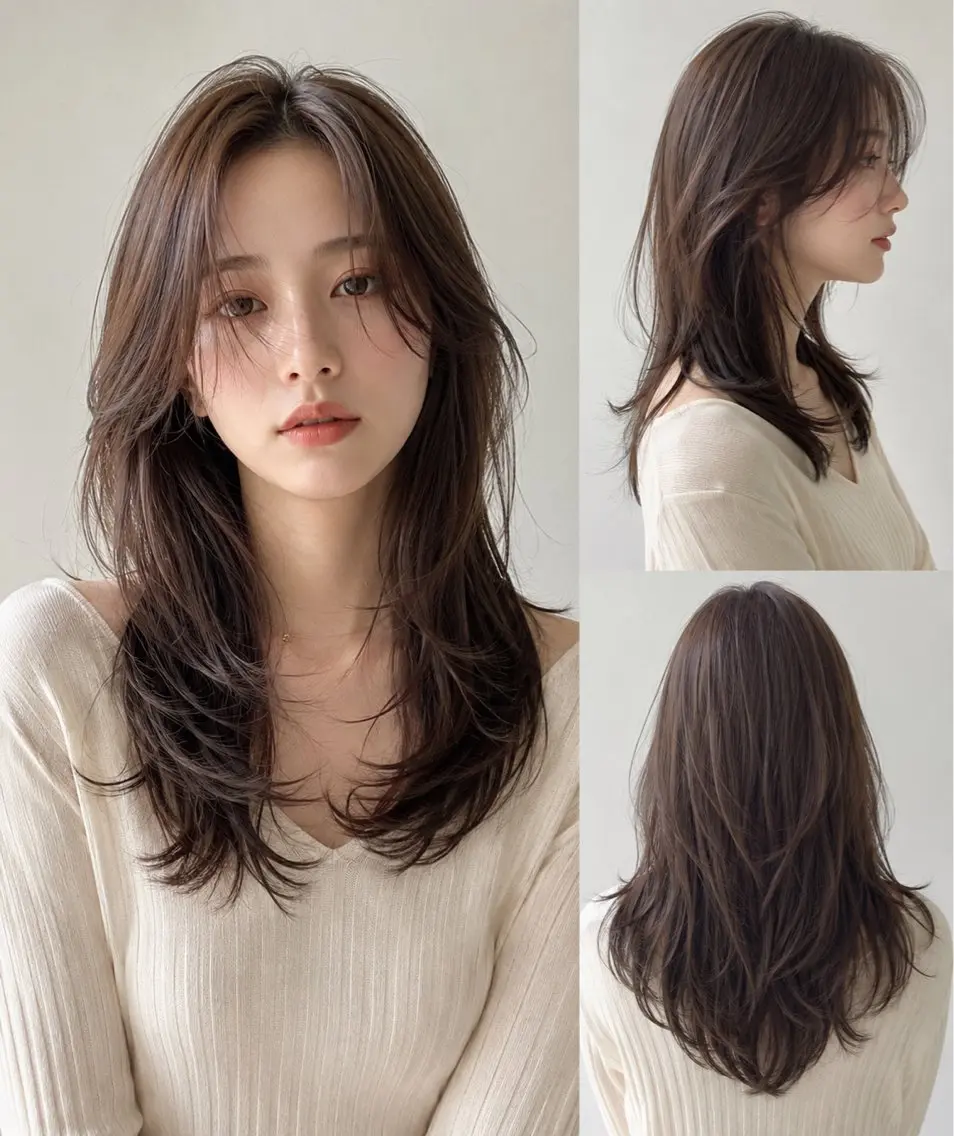 セミロング レイヤーカット 似合わせカット カット ヘアカラー トリートメント 寒河江 舞奈のマツエク・マツパデザイン