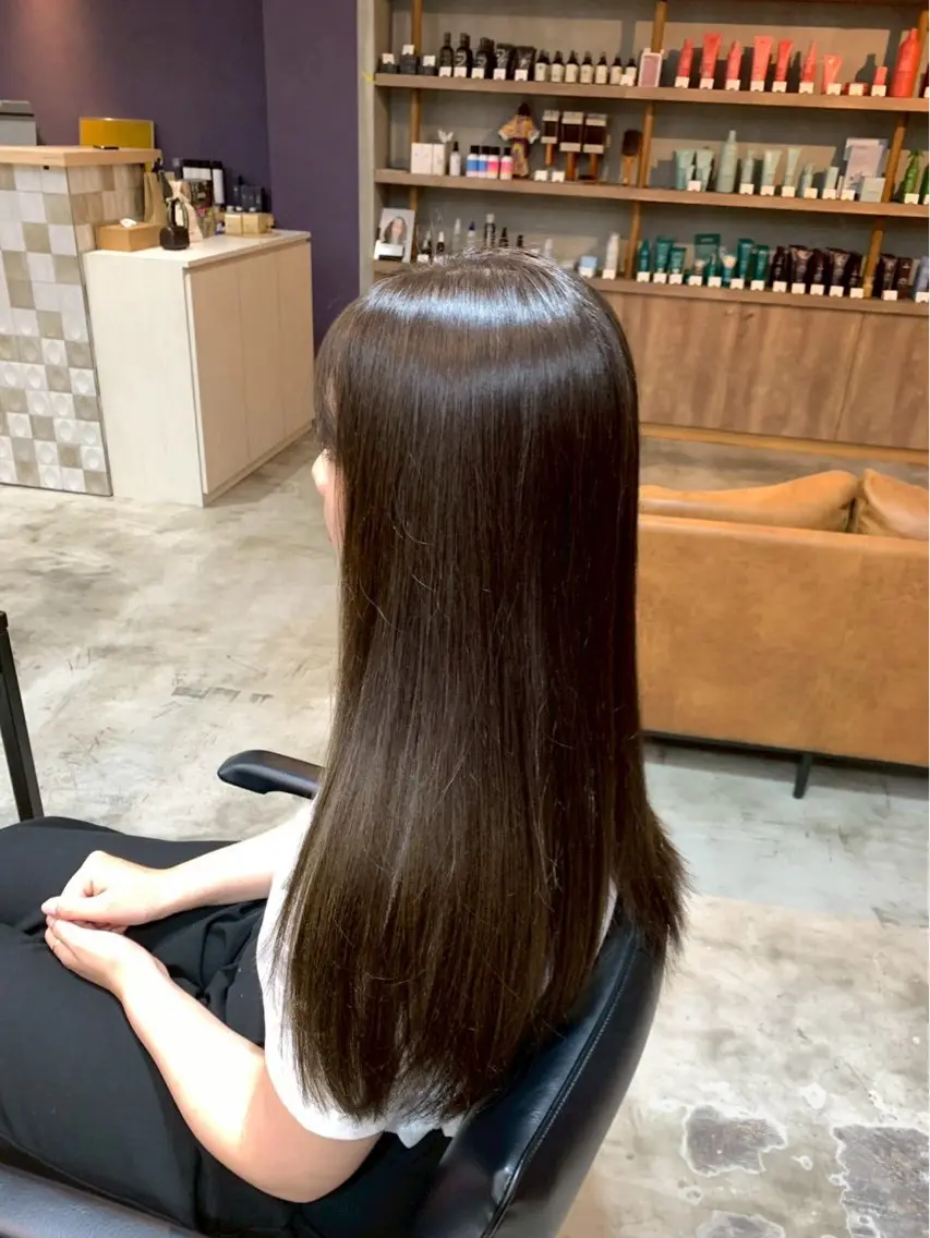 ロング 縮毛矯正 くるみ avedaのヘアスタイル