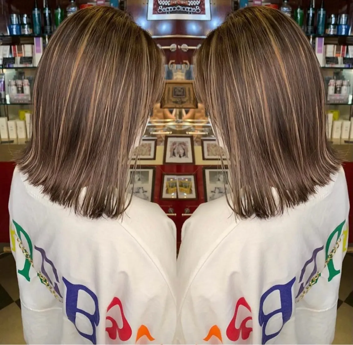 ミディアム ヘアカラー ハイライトエクステ 横浜CHIRIのヘアスタイル