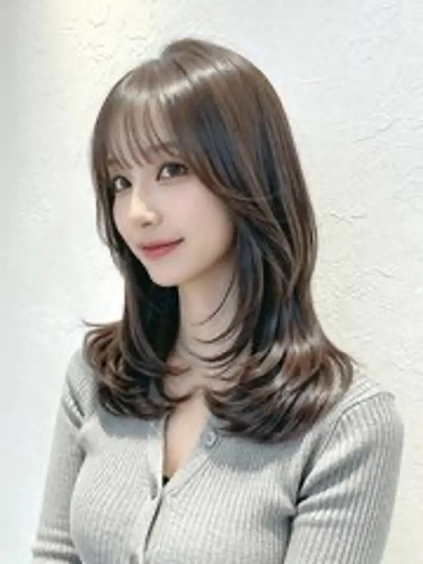 ミディアム レイヤーカット カット 中村 滉太のヘアスタイル