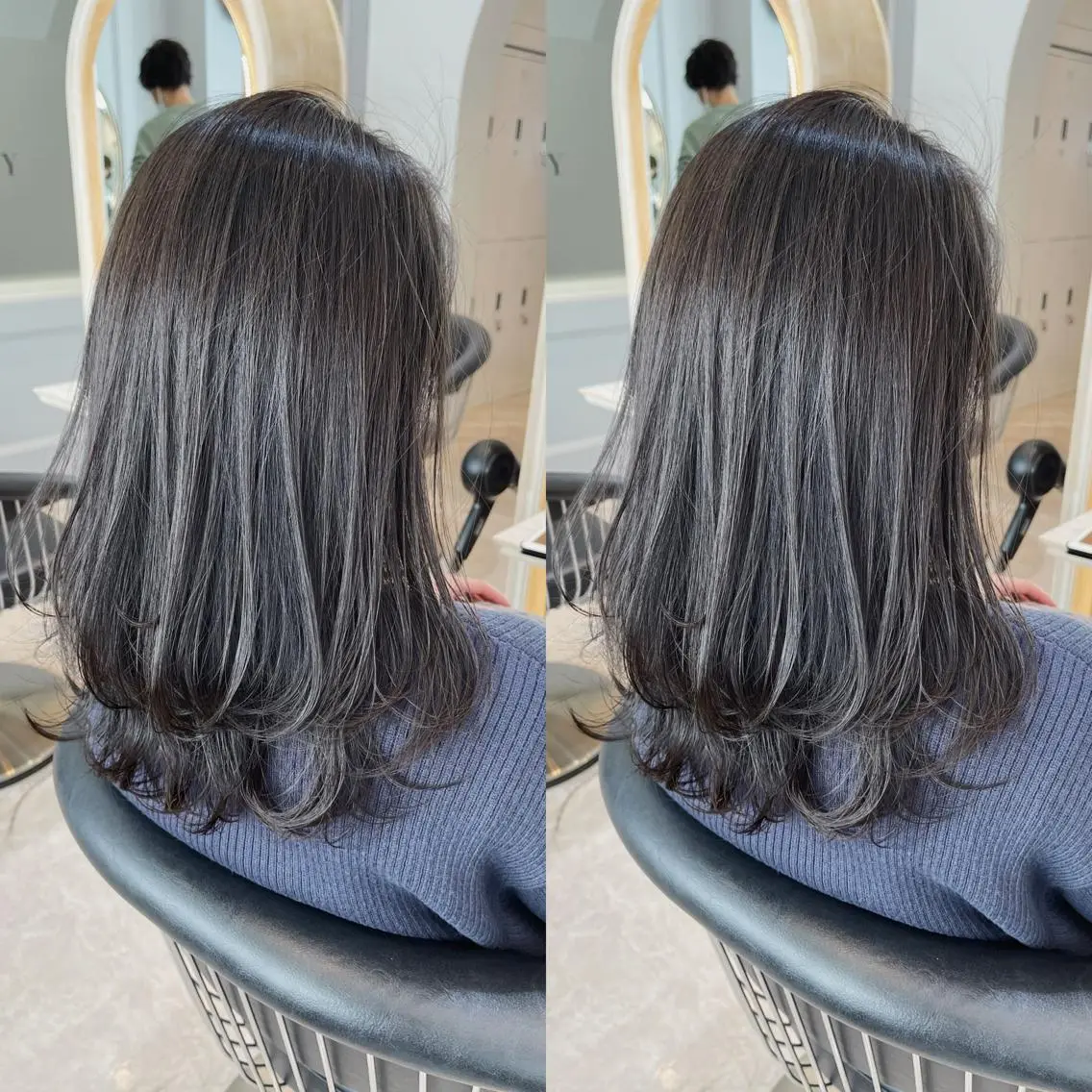 ミディアム カラー ダークグレー ダークグレージュ グレージュ 佐々木 裕一のヘアスタイル