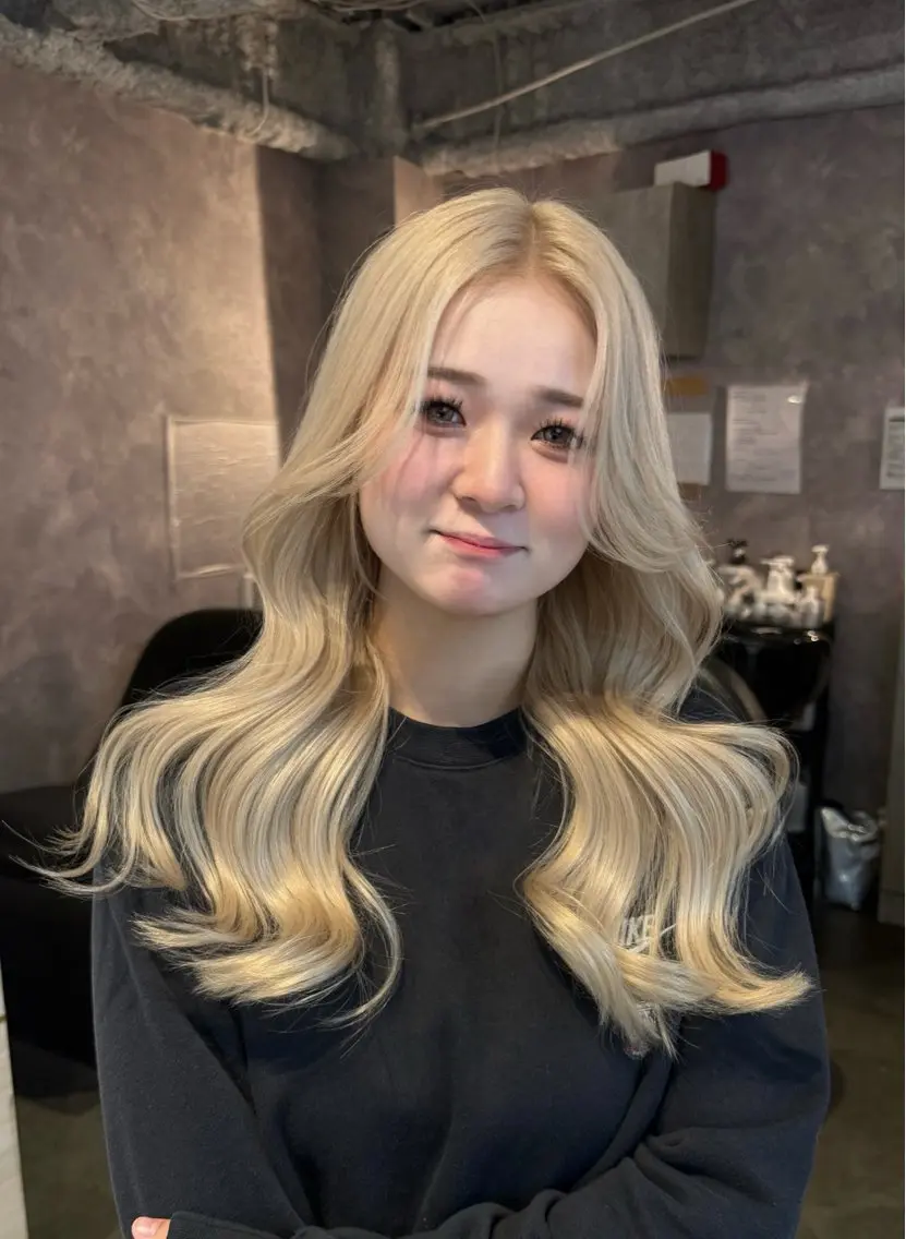 ロング カラー ヘアアレンジ ヘアカラー トリートメント 🌱巴結生🌿グレー ジュ☁️ミルクティーのヘアスタイル