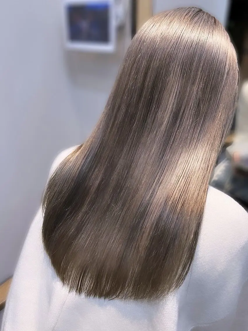 ロング 縮毛矯正 トリートメント 最小ダメージ縮毛矯正 /暖色カラー/Rieのヘアスタイル