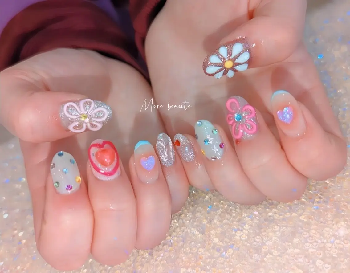 ネイル 長さ出し ジェルネイル ハート 韓国ネイル マグネットネイル ハンドネイル I LOVE ME NAIL.。.:*♡のネイルデザイン
