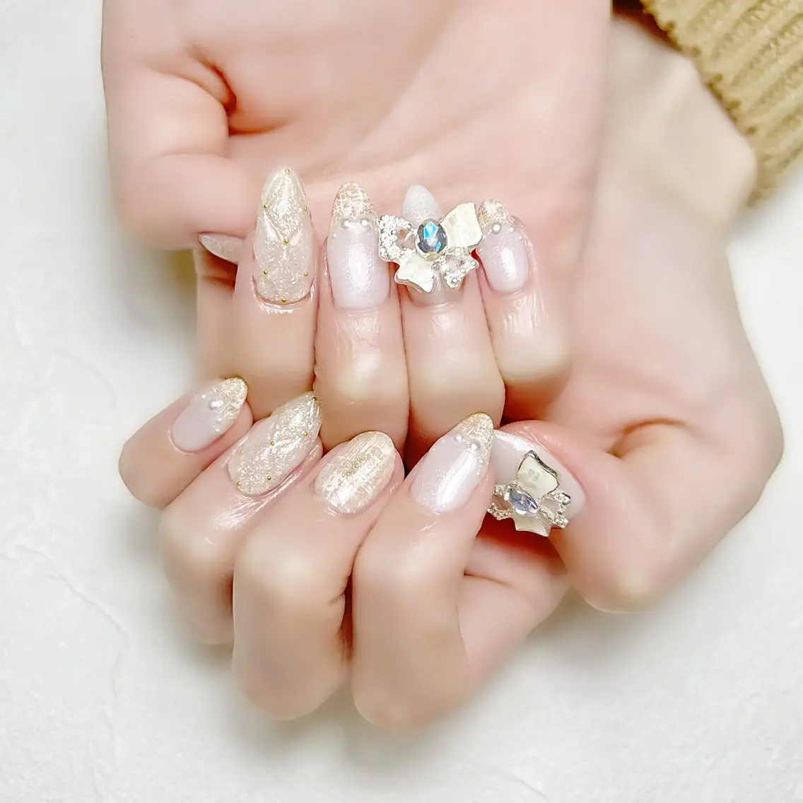 ネイル ガーリー 韓国ネイル ラメ(グリッター) ツイードネイル ワンホンネイル rouse nail RISATOのネイルデザイン