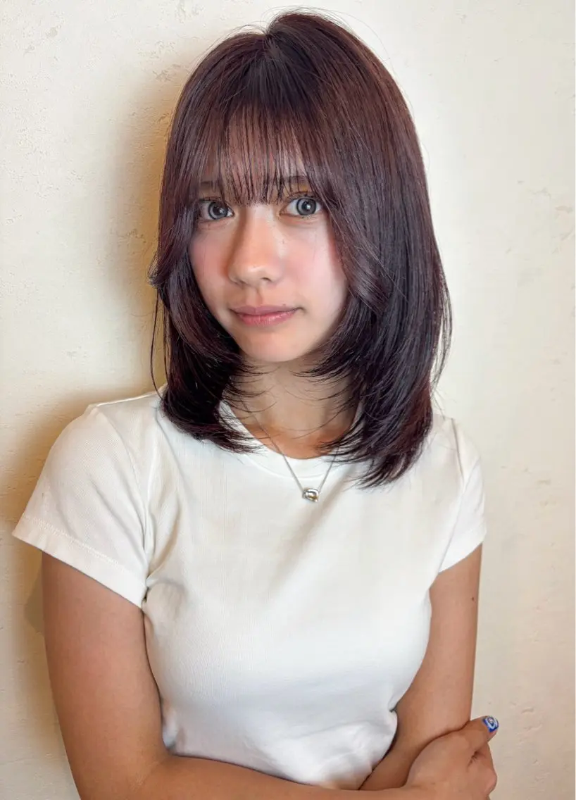 ミディアム カラー カット ヘアカラー トリートメント 大人韓国レイヤー🫧 暖色カラー/はるのヘアスタイル