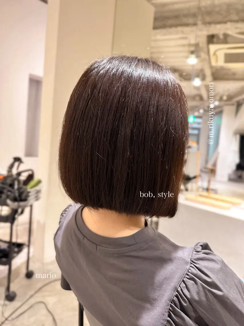 ショート カラー ボブ カット ヘアカラー トリートメント 松岡 陸弥のヘアスタイル