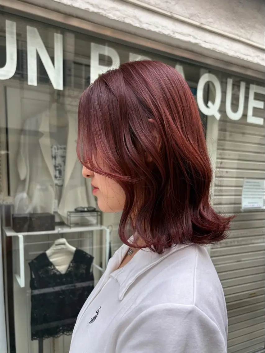 ミディアム カラー レッドカラー カット ヘアカラー トリートメント なぎさ 🎀 / 透明感カラー/心斎橋のヘアスタイル