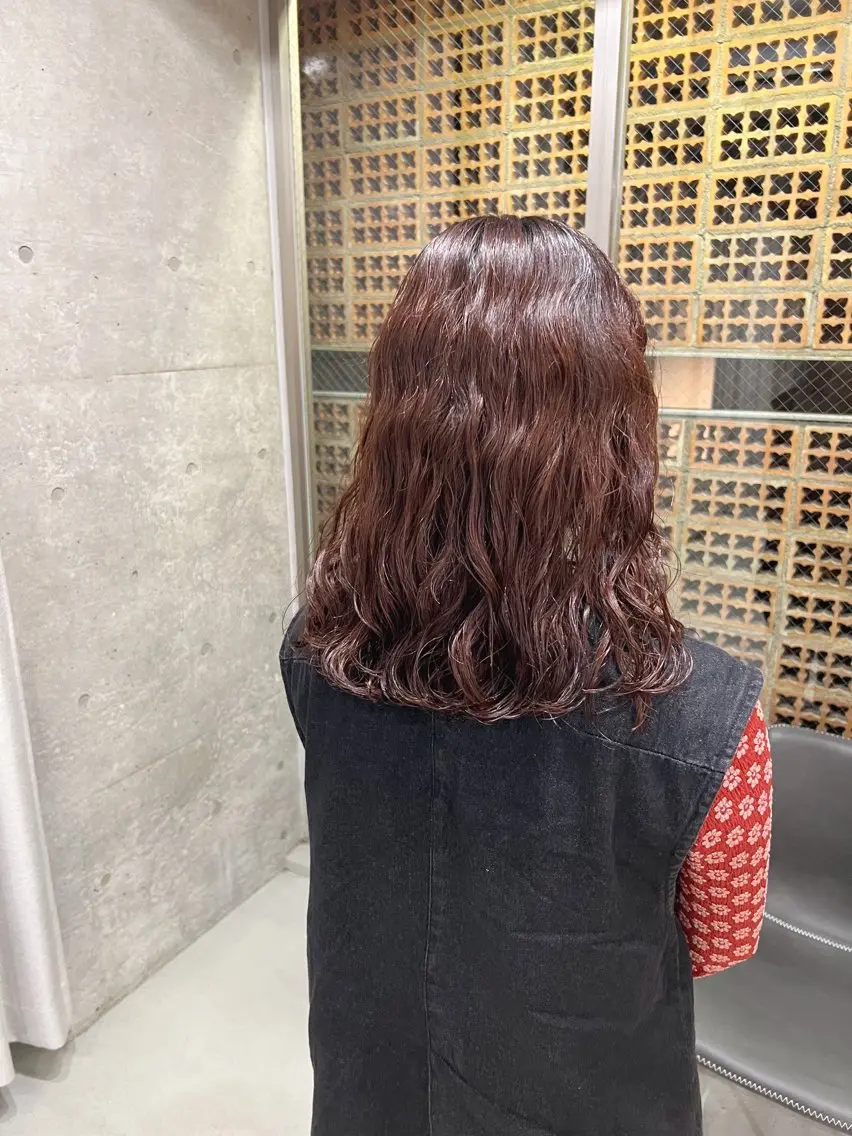 ミディアム パーマ カット パーマ トリートメント ボブパーマコテ巻き風 パーマNo1深江秀平のヘアスタイル