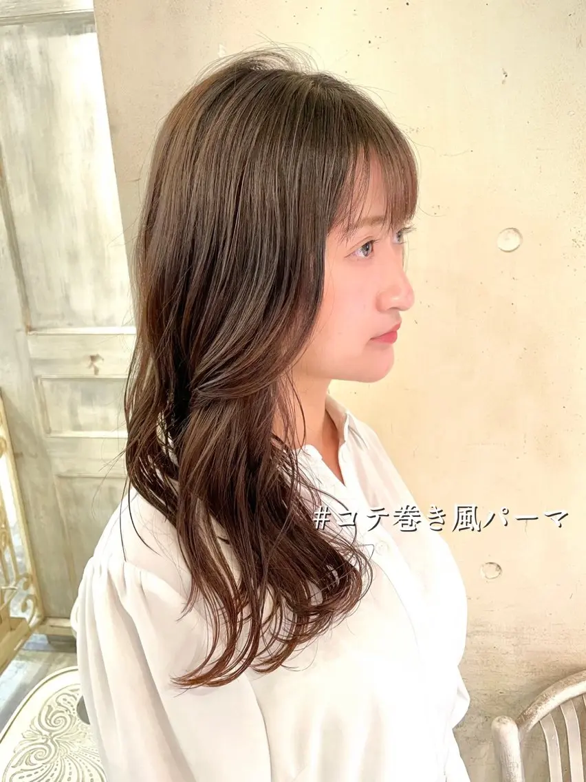 セミロング カラー パーマ 髪質改善 縮毛矯正/ レイヤー/銀座/本木のヘアスタイル