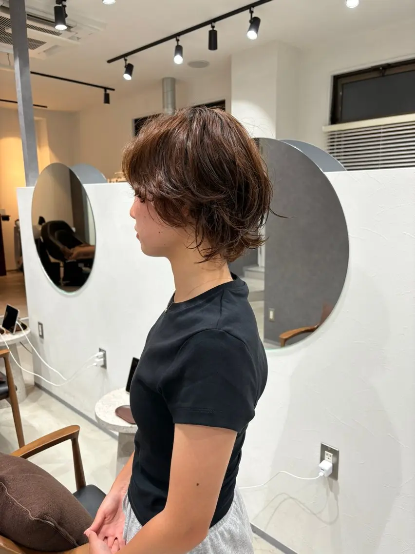 ショート カラー ブラウンカラー マロンブラウン ショートヘア カット ヘアカラー 無料カットモデル募集 /河内温太のヘアスタイル