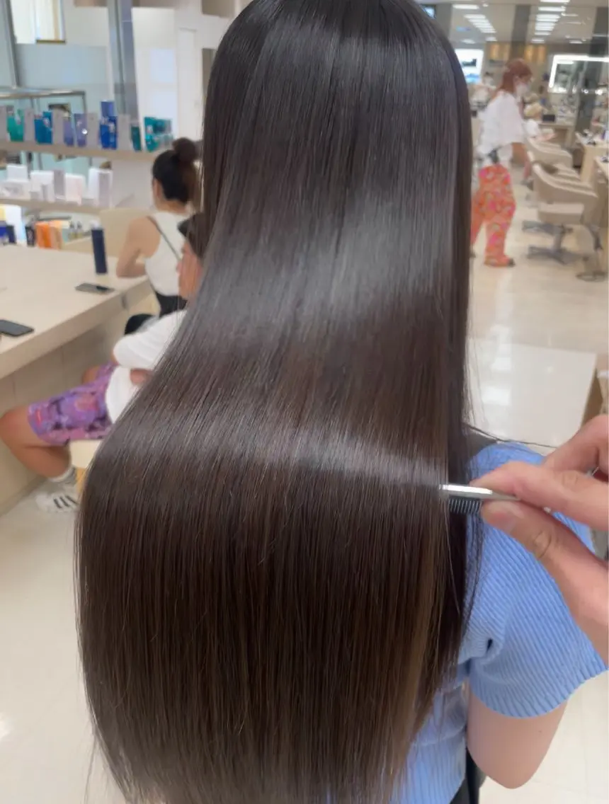 ロング シャドウパーマ／骨格 矯正カット　トモキのヘアスタイル