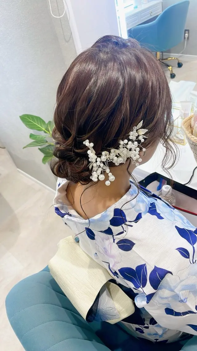 ミディアム ヘアアレンジ 浴衣 大嶋 日向子のヘアスタイル