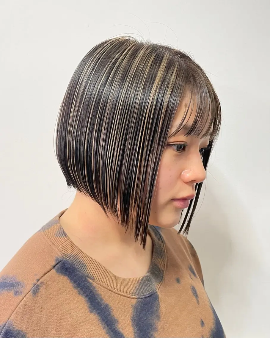 カラー ハイライトカラー ボブ 奥田 誠司のヘアスタイル