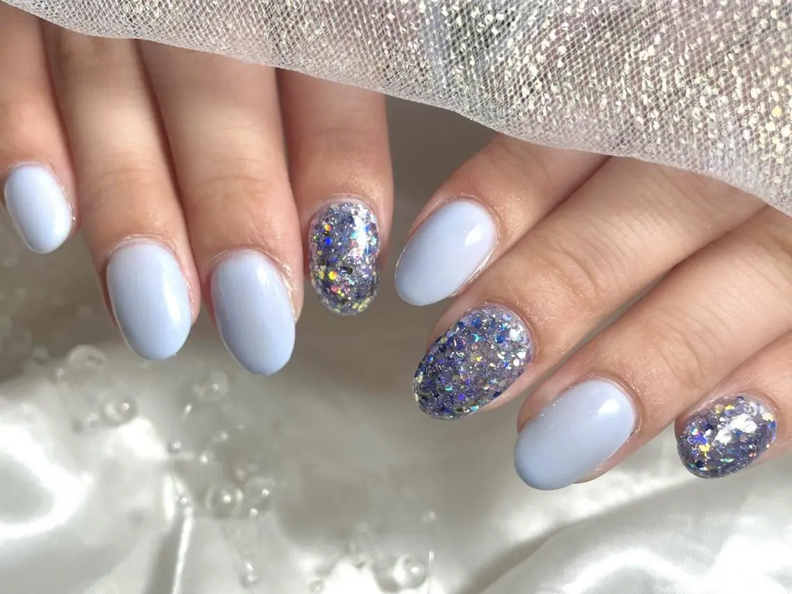ネイル ジェルネイル ホログラムネイル ラメ(グリッター) パラジェル ワンホンネイル ハンドネイル joie ange 雪菜のネイルデザイン