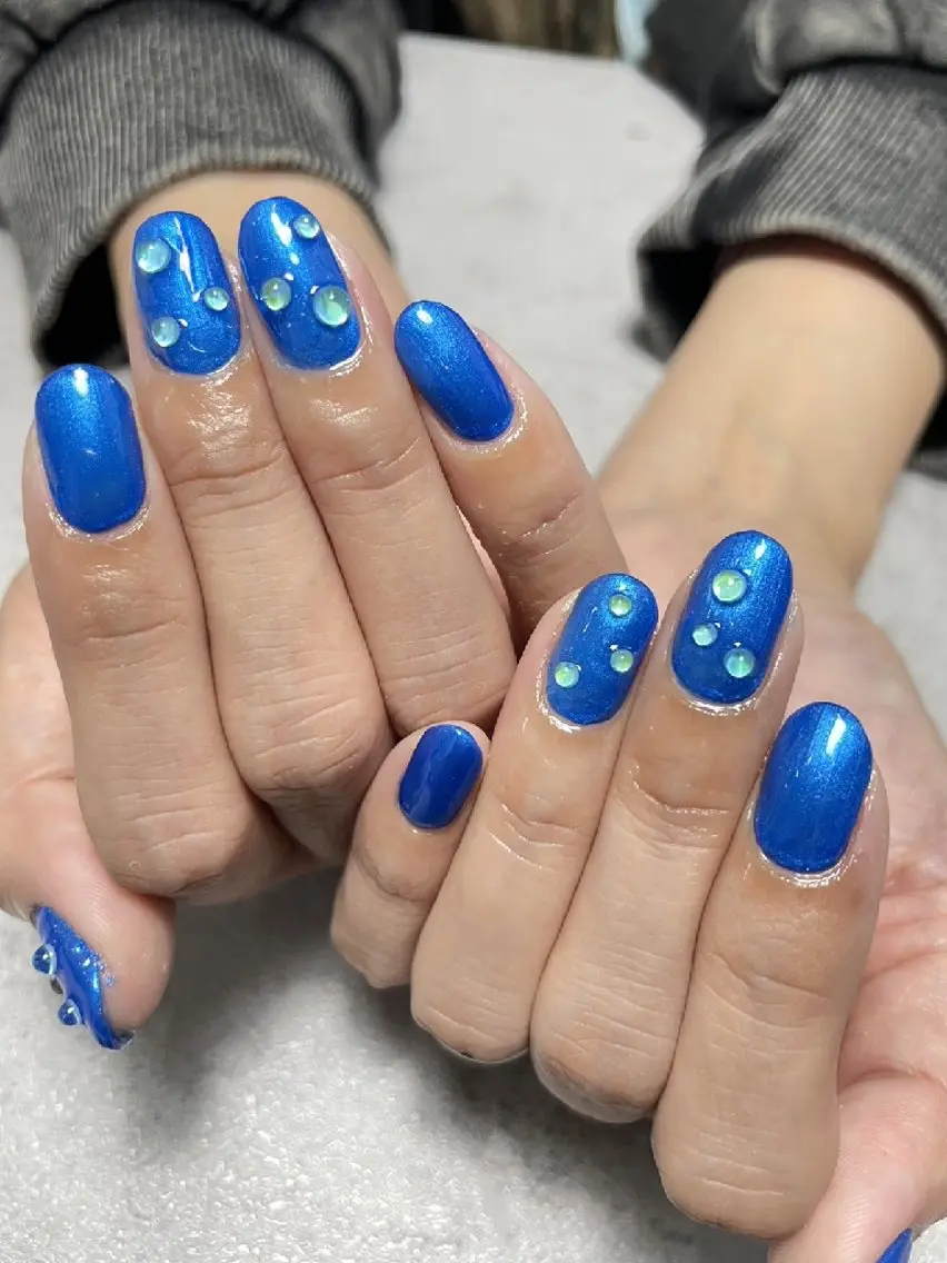ネイル ブルー ワンカラーネイル k+1💅🏻 miyukiのネイルデザイン