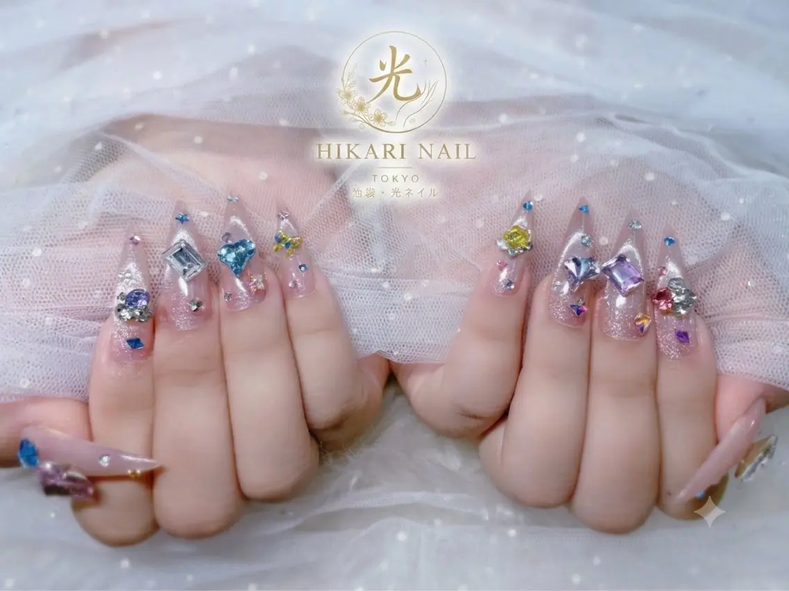 ネイル チークネイル 長さ出し フレンチネイル ガーリー ハロウィン ハンドネイル HikariNail Ikebukuroのネイルデザイン