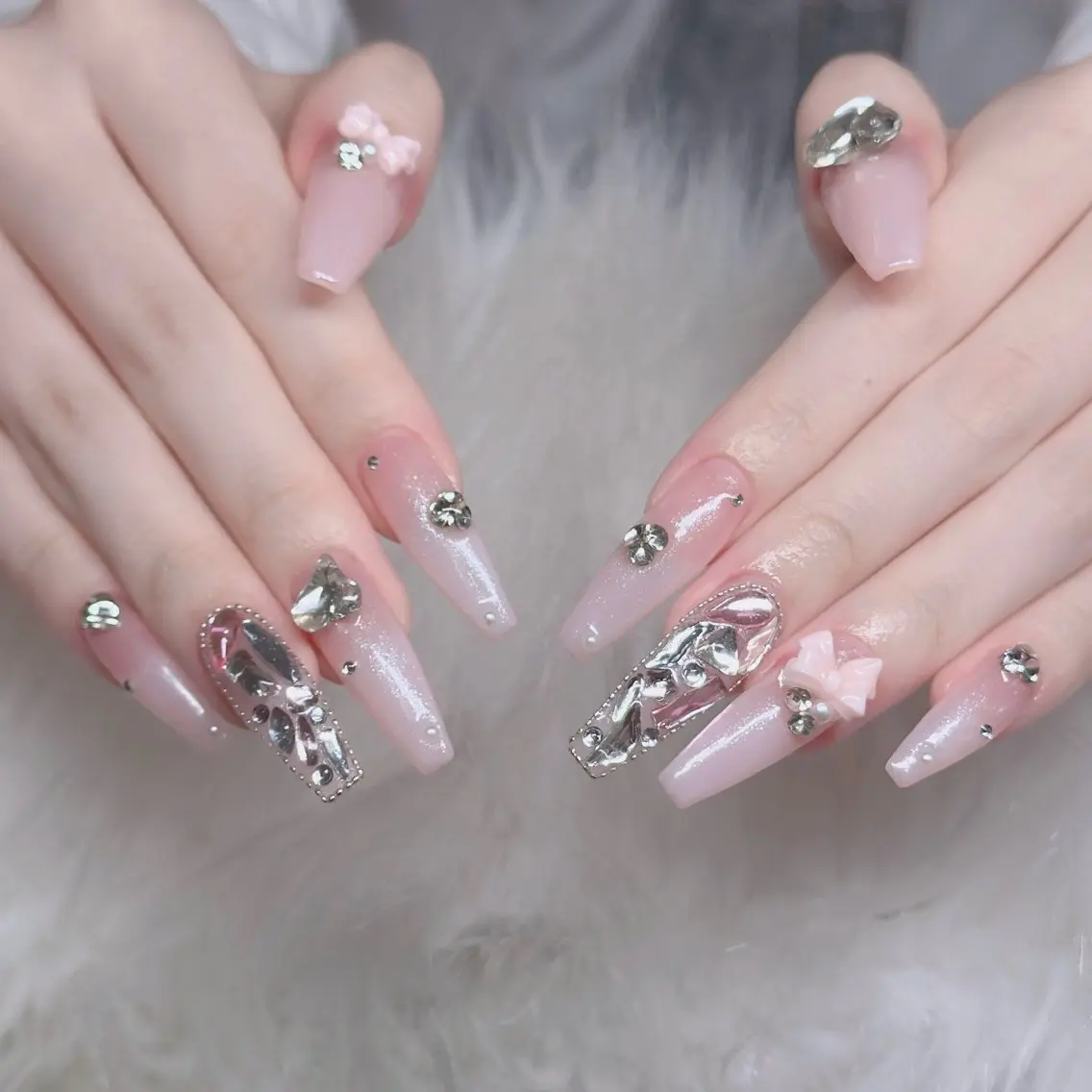 ネイル ロングネイル マグネットネイル リボン 夏ネイル スーパーロングネイル Hani Nail XUKAのネイルデザイン