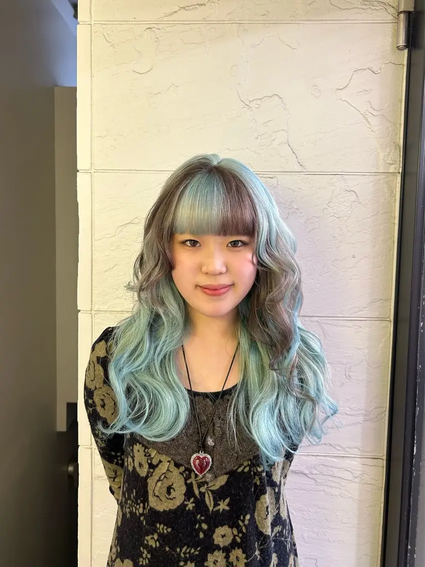ロング カラー ミント ダメージレスカラー /ひなののヘアスタイル