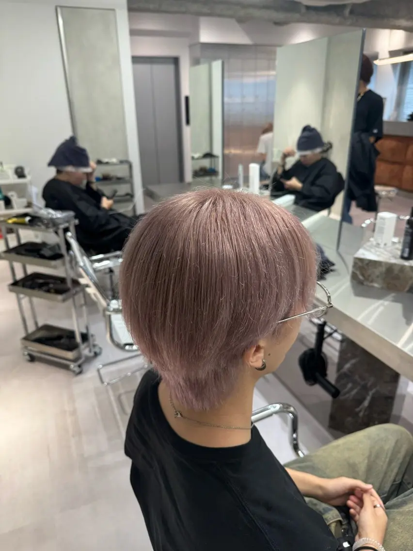 カラー パーマ メンズ ピンクカラー ヘアカラー ブリーチ/パーマ特化 片平和寿のヘアスタイル