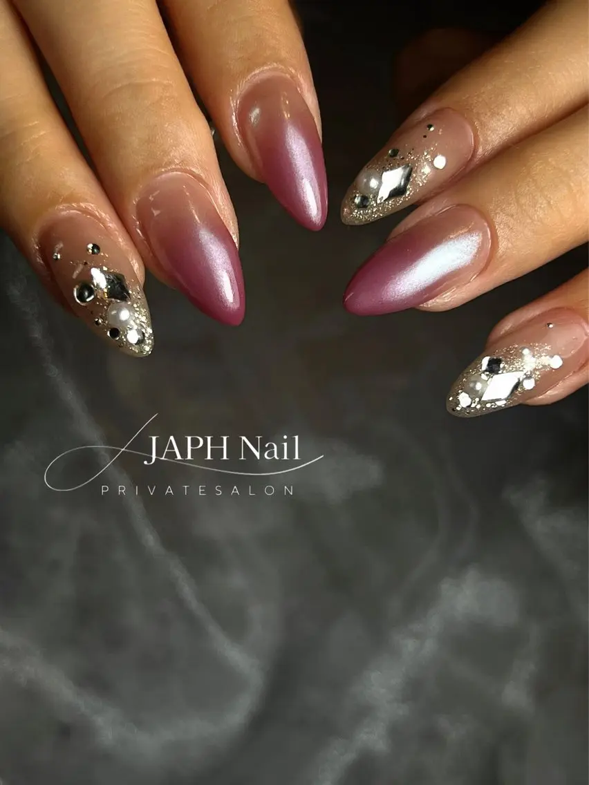 ネイル フラッシュネイル フレンチネイル グラデーション ロングネイル マグネットネイル NailSalon /JAPHのネイルデザイン
