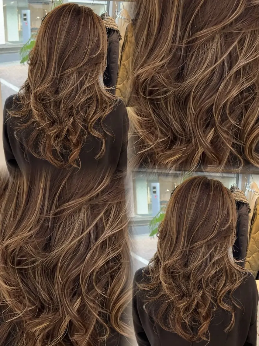 ロング カラー バレイヤージュ ハイライトカラー 外国人風カラー ハイライト レイヤーカット ヘアカラー ✨レイヤーカット 海外ヘア/原宿✨のヘアスタイル