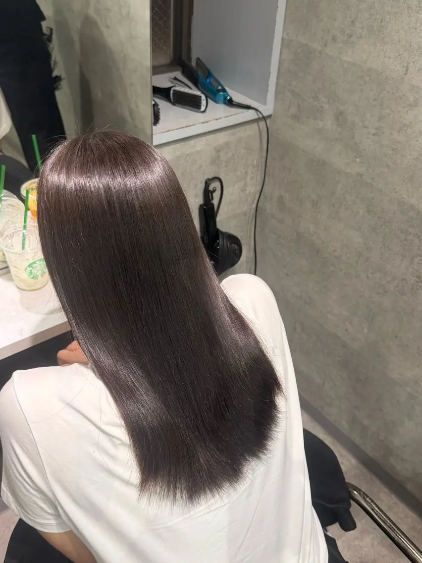 セミロング 縮毛矯正 難波/透明感カラー 悠渡のヘアスタイル