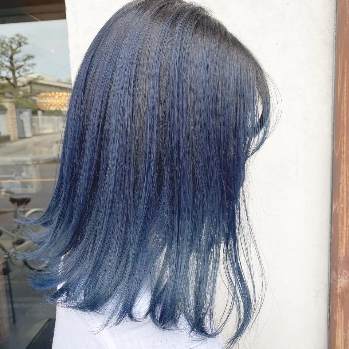 ミディアム カラー ブリーチ ブルーカラー ネイビーカラー あさだ しゅうたろうのヘアスタイル