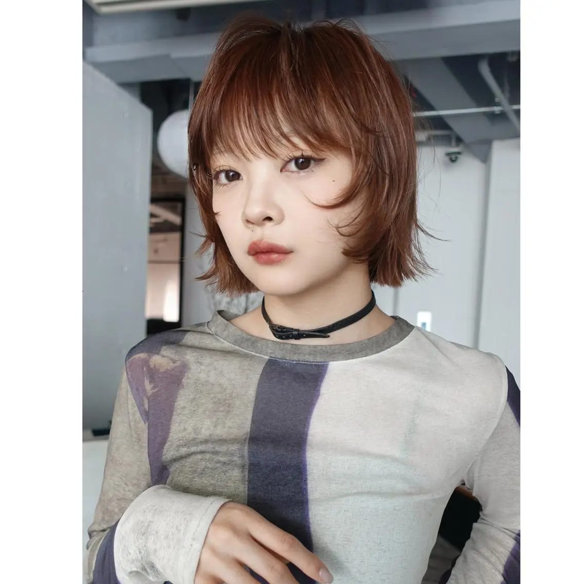 ミディアム カラー ブリーチ ブリーチなしカラー ボブ レイヤーカット カット ヘアカラー トリートメント ITbyALBUM 下北沢店のヘアスタイル