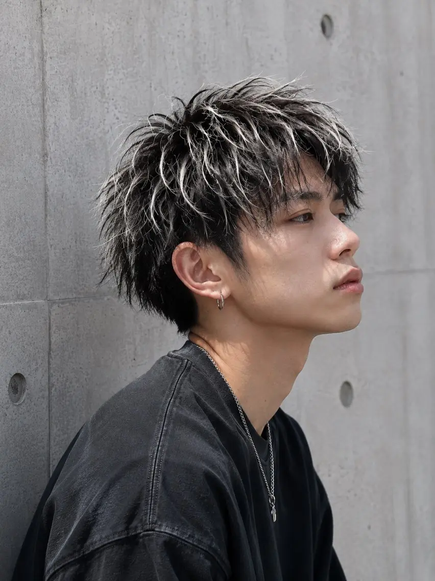 ショート カラー メンズ メンズハイライト メンズメッシュ ツーブロック 黒髪 ハイライトカラー ヘアカラー トリートメント 🔮メンズ縮毛矯正 メンズパーマ💎竹永のヘアスタイル