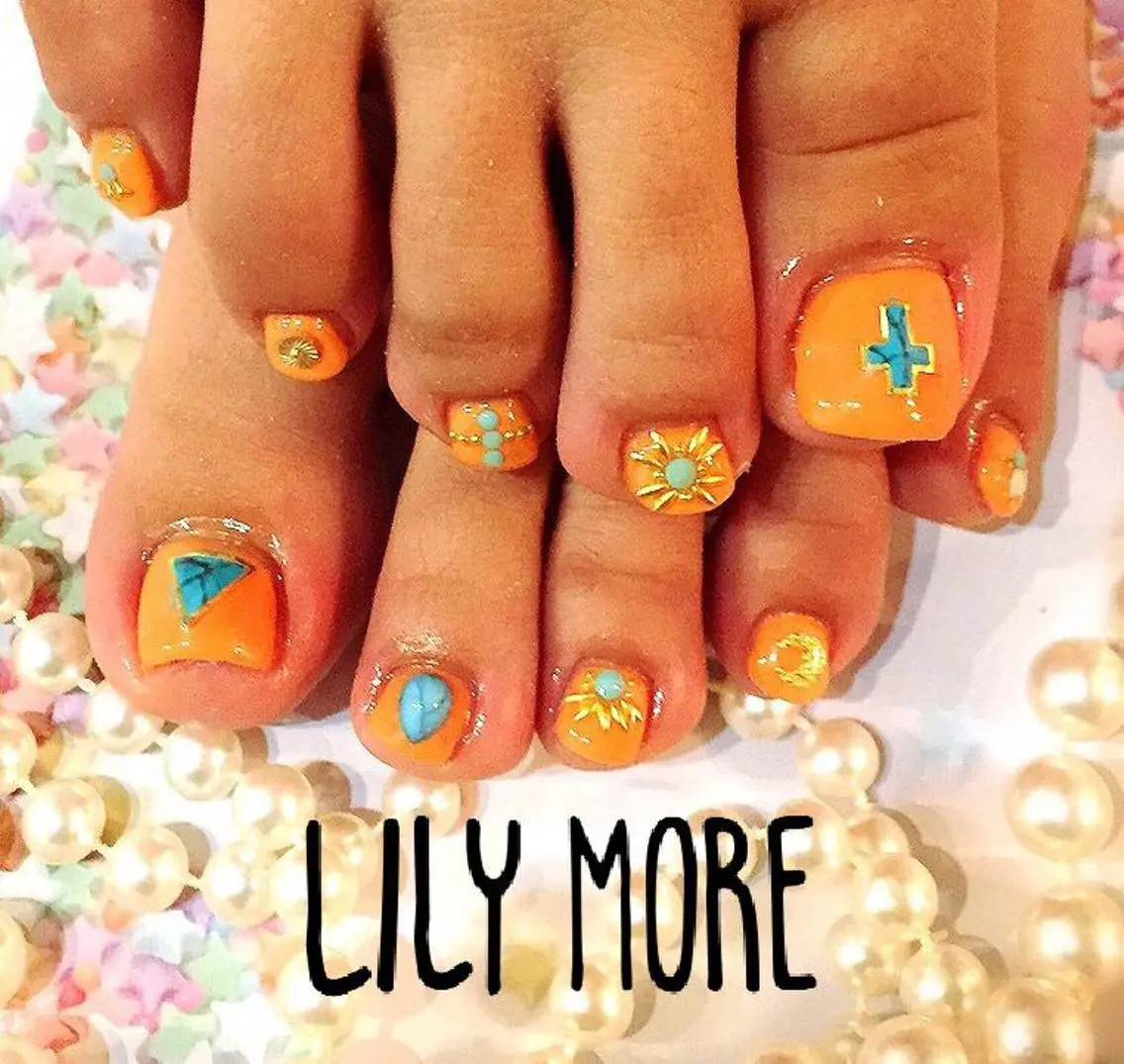 ネイル オレンジ Lily closetのネイルデザイン