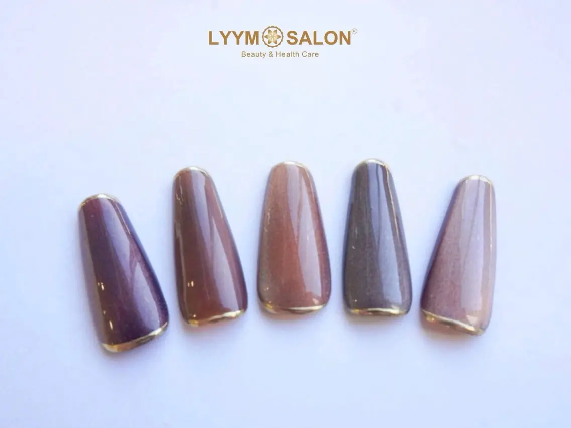 ネイル ブラウン ゴールド 韓国ネイル 冬ネイル LYYM Salonのネイルデザイン